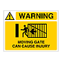 Warning Moving gate can cause injury sign