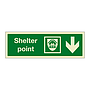 Shelter point with down directional arrow (Marine Sign)
