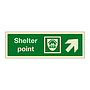 Shelter point with up right directional arrow (Marine Sign)