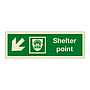 Shelter point with down left directional arrow (Marine Sign)