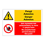 Danger Asbestos, No unauthorised persons English/Welsh sign