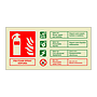 P50 Foam spray fire extinguisher identification English/Portuguese sign