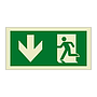 Evacuation route Running man with arrow down (Marine Sign)