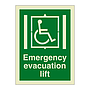 Emergency evacuation lift with text (Marine Sign)