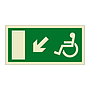 Escape route Wheelchair with arrow down Left (Marine Sign)