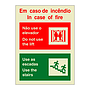 In case of fire Do not use the lift Bilingual English Portuguese (Marine Sign)