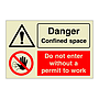 Danger Confined space Do not enter without a permit to work (Marine Sign)